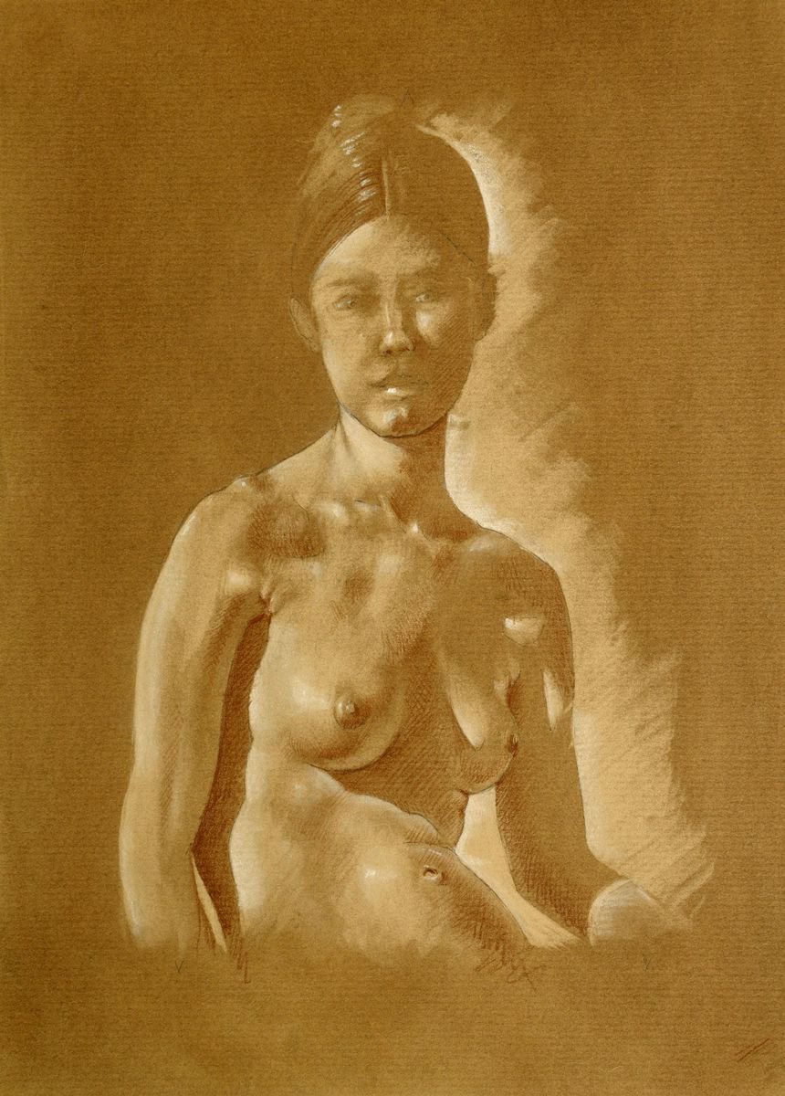 Impressionistic Portrait Pastel Drawing By Dario Moschetta, 11 X 16, Drawing Me Nearer, Original Artwork