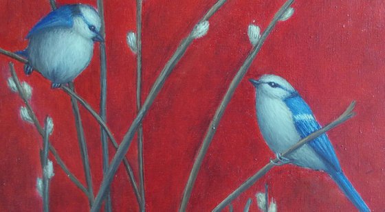 birds painting "Blue Tits"