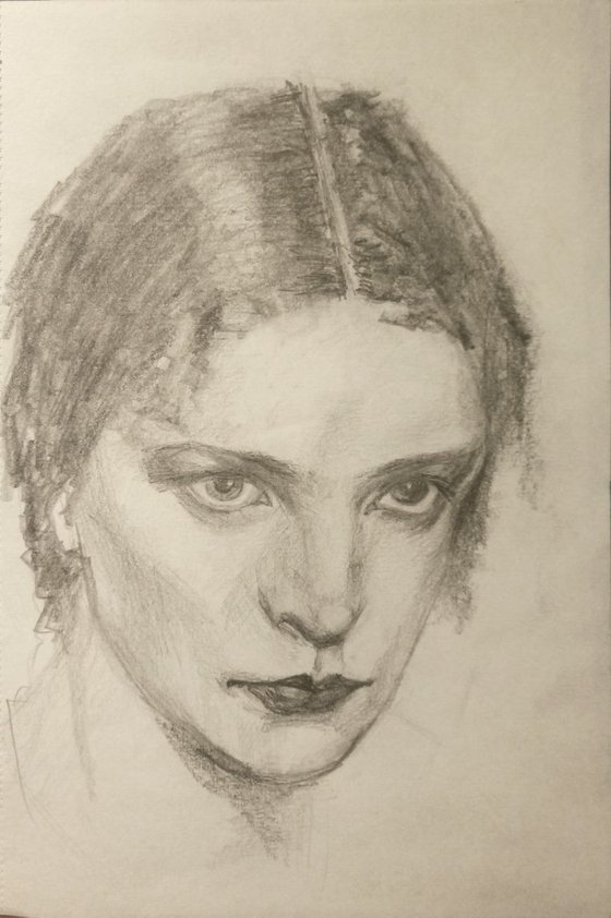 Copy study drawing from the famous artist N. Feshin portrait