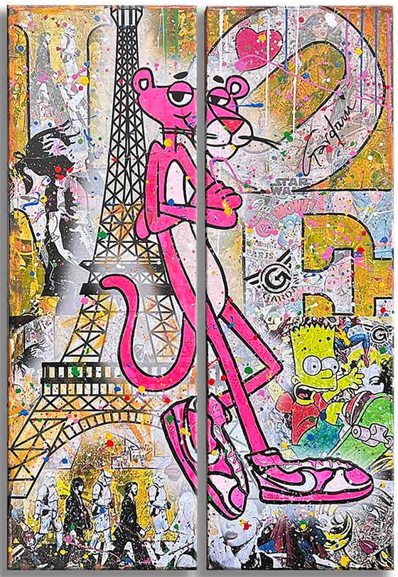 Pink Paris – Original Painting (Diptych)