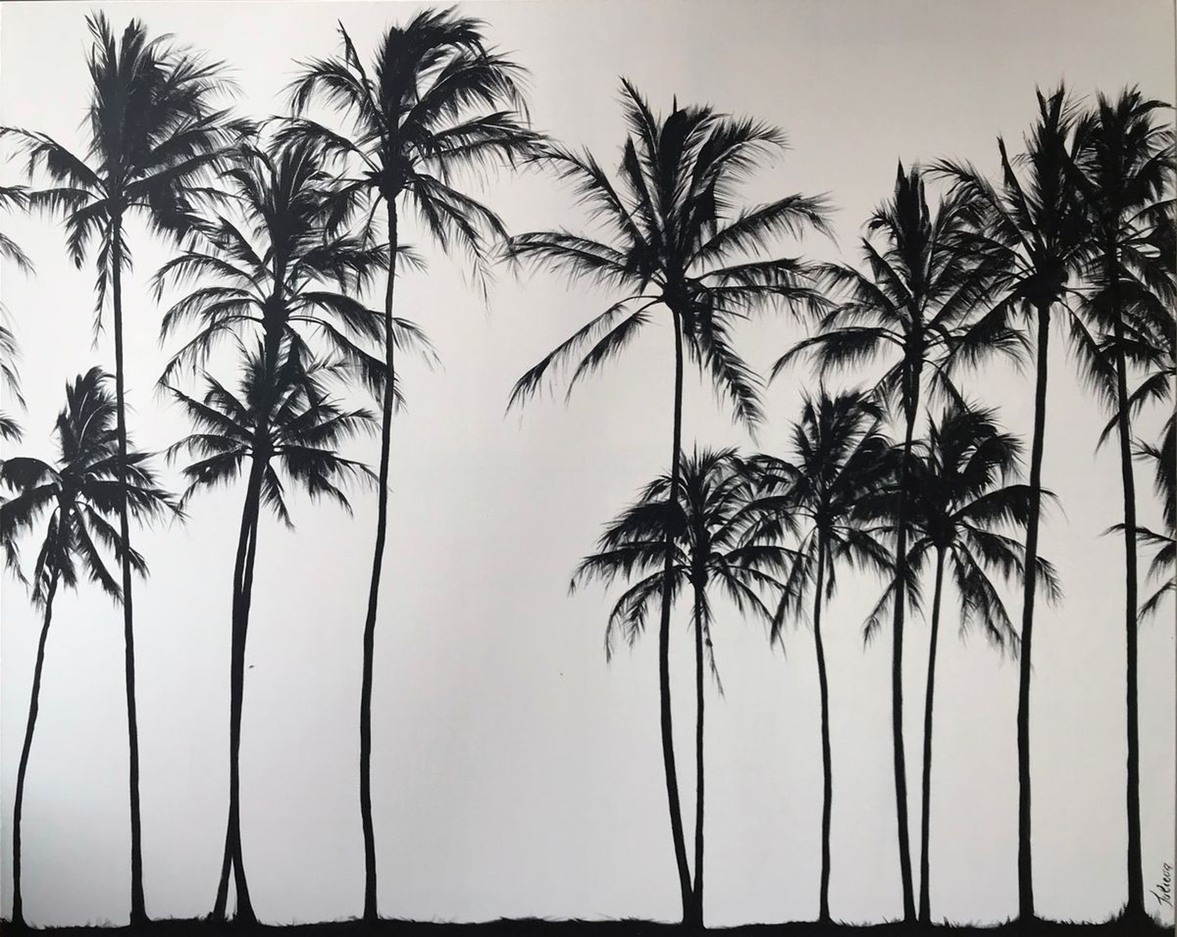 Acrylic Painting Black Palm Trees 80 100 Cm Artfinder