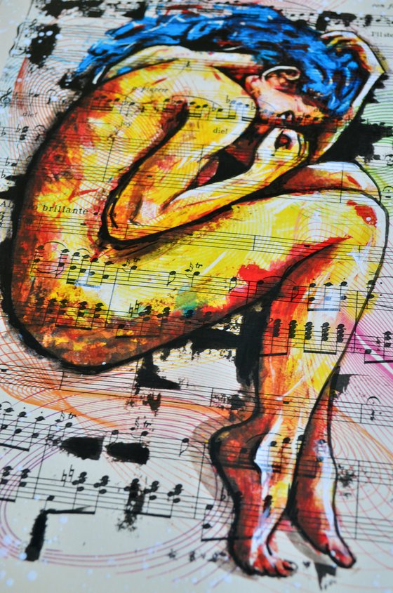 Time Lapse - Collage Art on Real Vintage Sheet Music Page