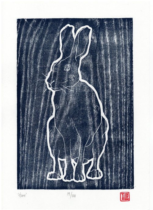 'Hare' - Grey by Tilly Print