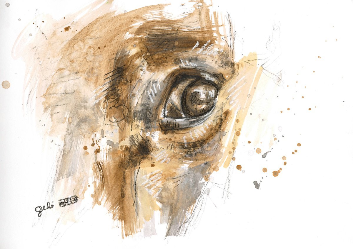 Expressive Animal Painting By Benedicte Gele, 12 X 8, Look 12, Original Artwork