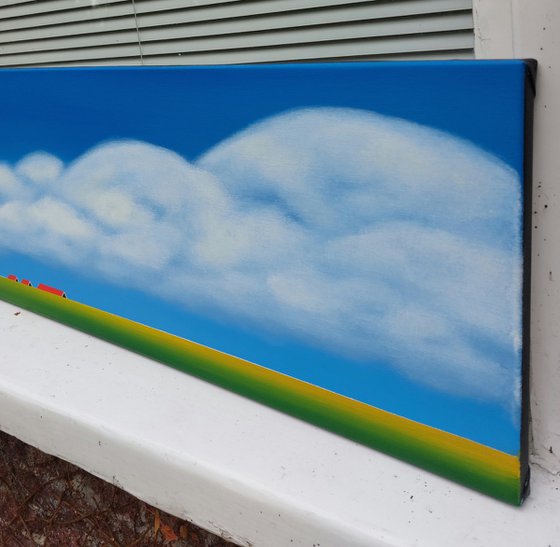 Dijklandschap (Red roofs, green dike)