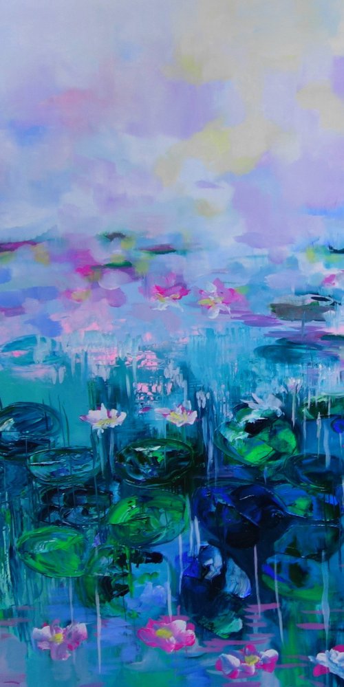 lilies in the mist by Lesley Blackburn