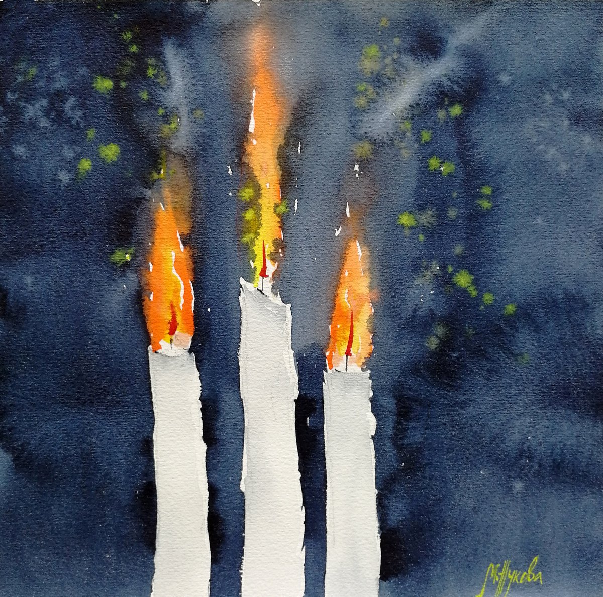 Candles painting by Marina Zhukova