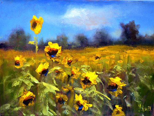 Sunflowers field 3D by Elena Lukina