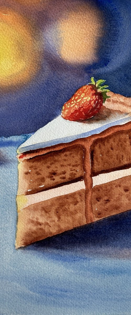 Celebration cake with strawberries by Oleksandra Padushyna