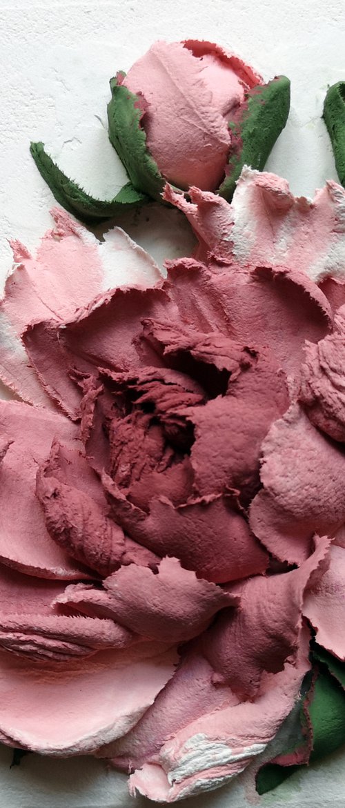 Peonies - 3d painting, 20x20x5 cm depts by Irina Stepanova