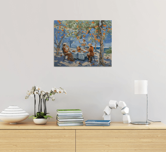 Picnic by tangerine tree