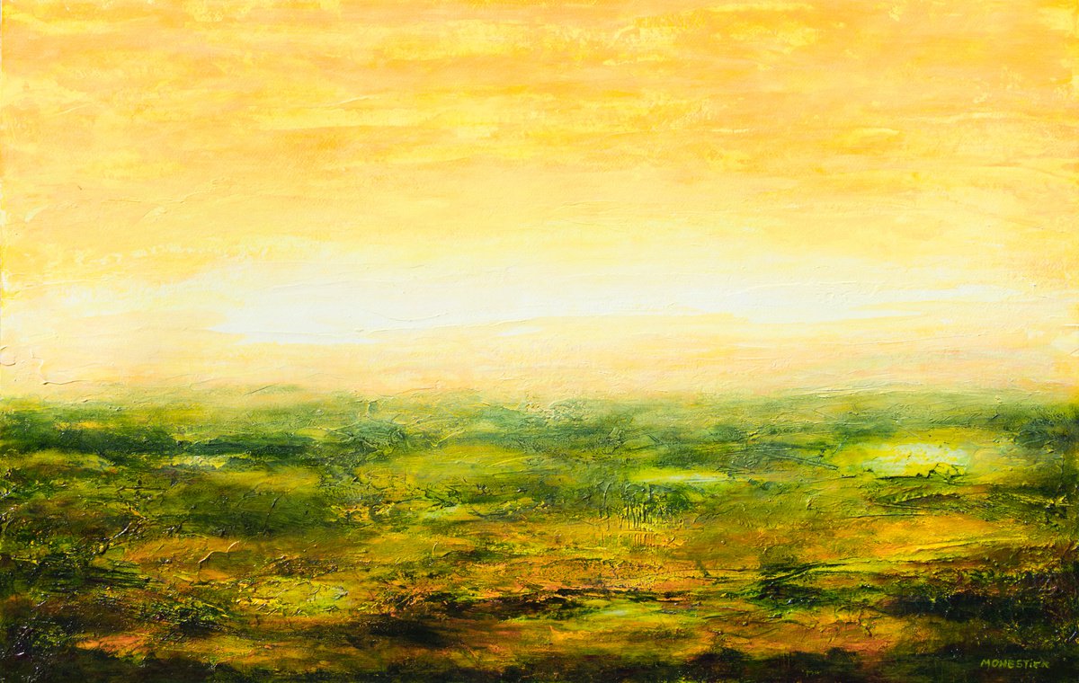 Landscape with yellow sky by Fabienne Monestier