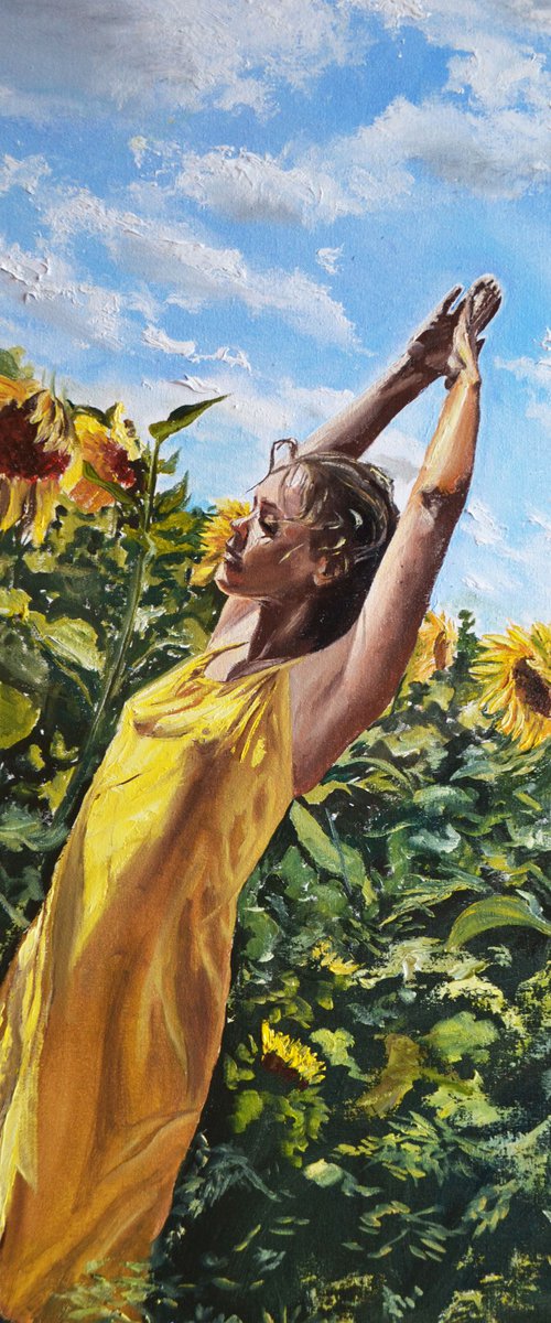 Self-portrait with Sunflowers by Valeriia Radziievska