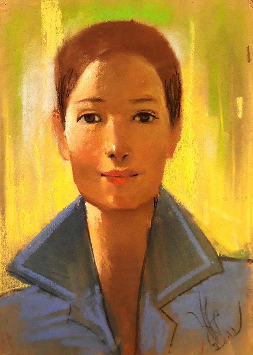 Photorealistic Portrait Pastel Drawing By Yuri Zelonuy, 12 X 16", Stranger 34, Original Artwork