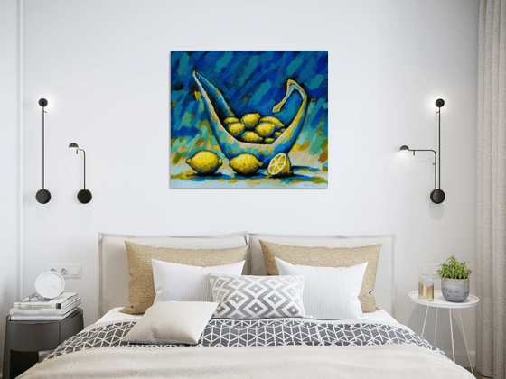 Lemons on Blue Background