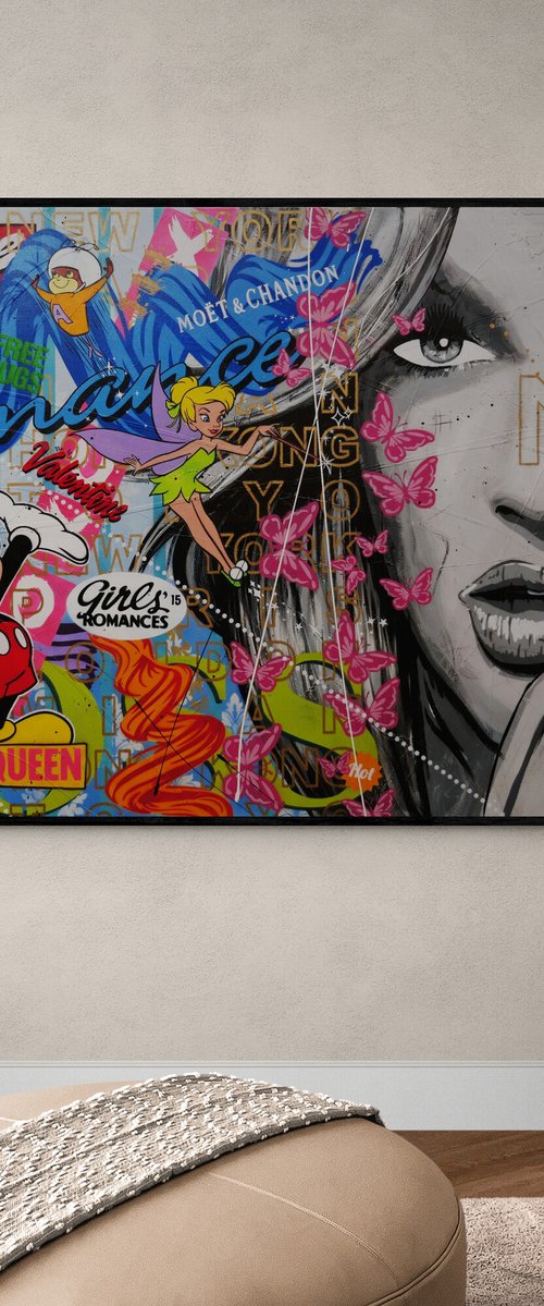 Spell Bound 200cm x 120cm Sexy Model Textured Urban Pop Art by Franko