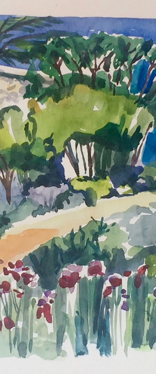 View across the landscape to a farmhouse, Menorca - Baleariac Islands by Annie Meier