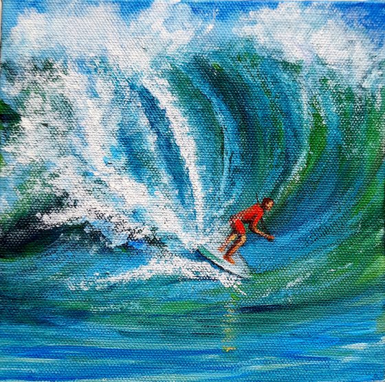 Set of three Surfing the Blue summer waves