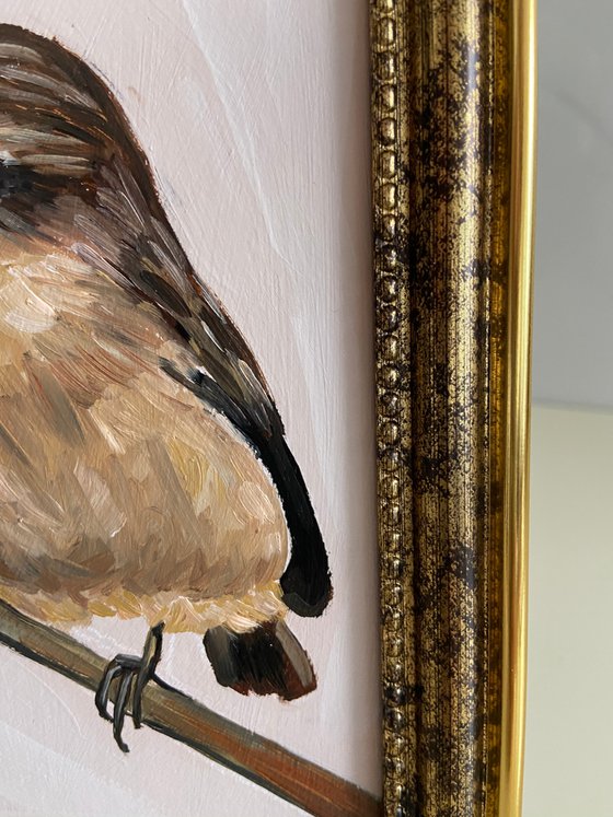 Bird painting mini art framed 14x18cm 5x7inch