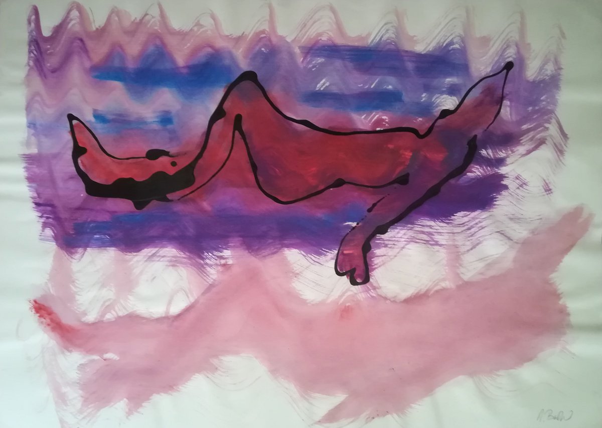 Expressive Portrait Painting By Aleksandar Basic, 33 X 23, Swimmer One, Original Artwork