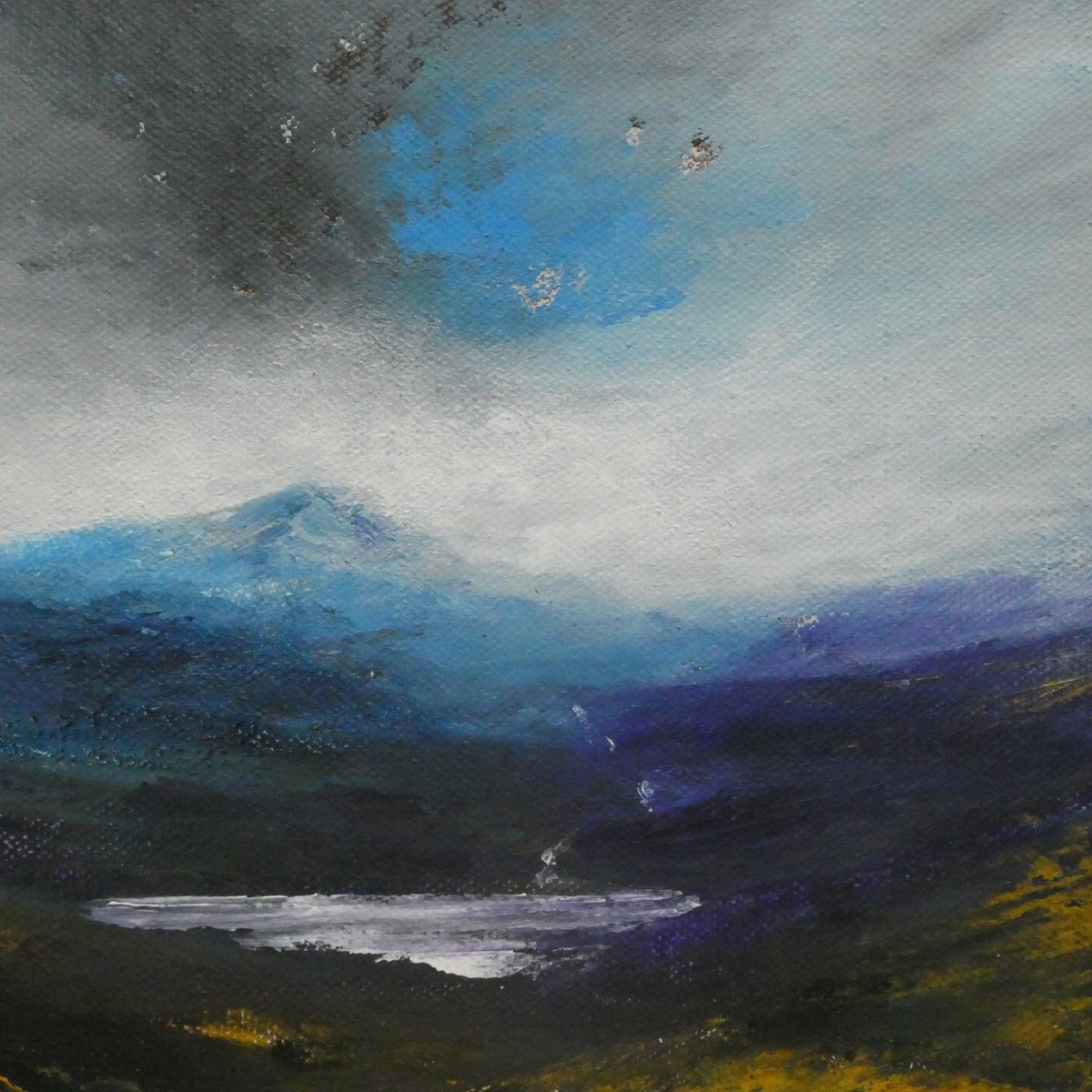 Organic Landscape Acrylic Painting By Oconnart, 10 X 10", Evening Loch, Highlands, Original Artwork
