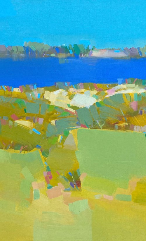 Lake Side, Original oil painting, Handmade artwork, One of a kind by Vahe Yeremyan