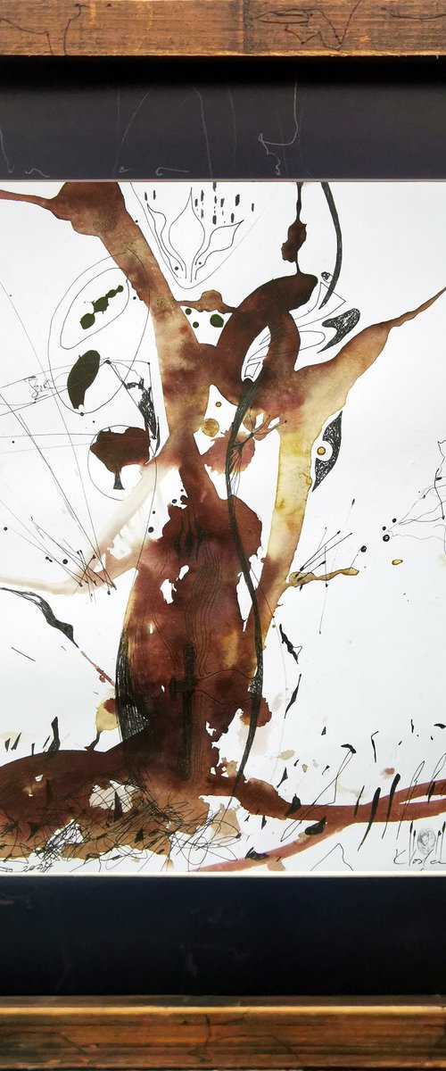 Unique style spiritual composition still life coffee ink and pencil 24.12.2022 O KLOSKA by Kloska Ovidiu