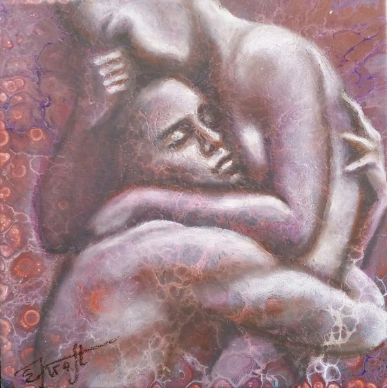"You are my everything " Original  oil painting on canvas 30x30x,1,7cm.ready to hang