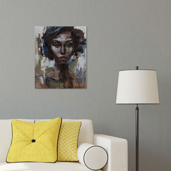 Abstract girl portrait with gold