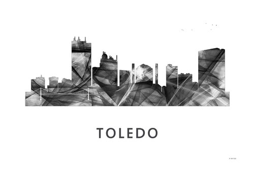 Toledo Ohio Skyline WB BW by Marlene Watson
