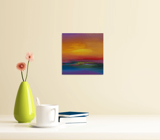 Evening Glow ! Small Sunset Painting!!  Ready to hang