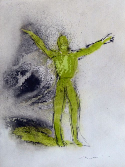 Ecce Homo 4 , Acrylic on paper 32x24 cm by Frederic Belaubre