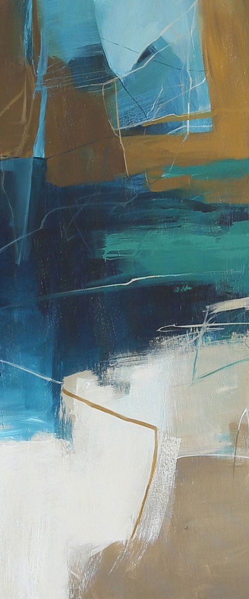 "Influence" Abstract navy teal brown art by Nina Smykalova