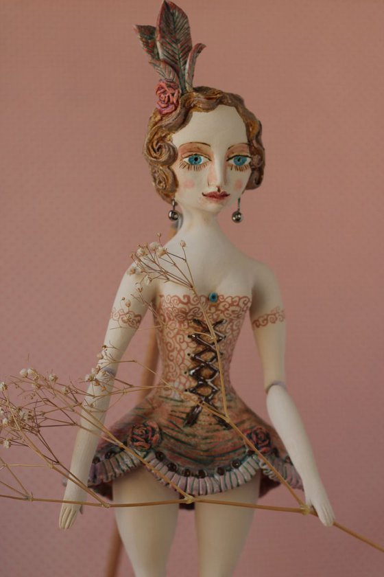 From the Cabaret girls, Girl with feather in her hair. Wall sculpture by Elya Yalonetski