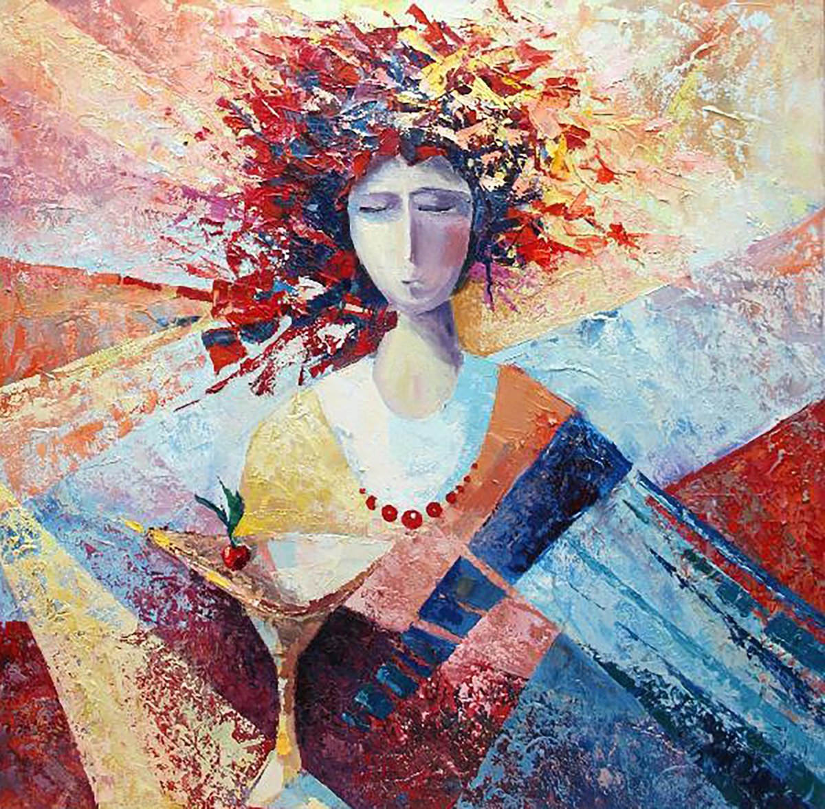 Impressionistic Abstract Oil Painting By Ivan Kirilenko, 31 X 31, Morning, Original Artwork