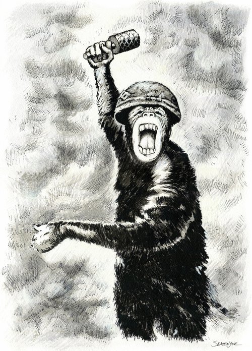 Monkey With a Grenade by Evgen Semenyuk