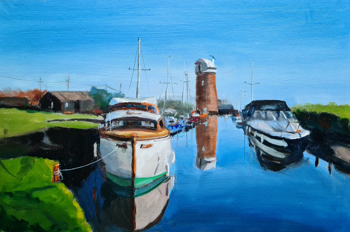 Boats on Norfolk Broads by Toni Swiffen