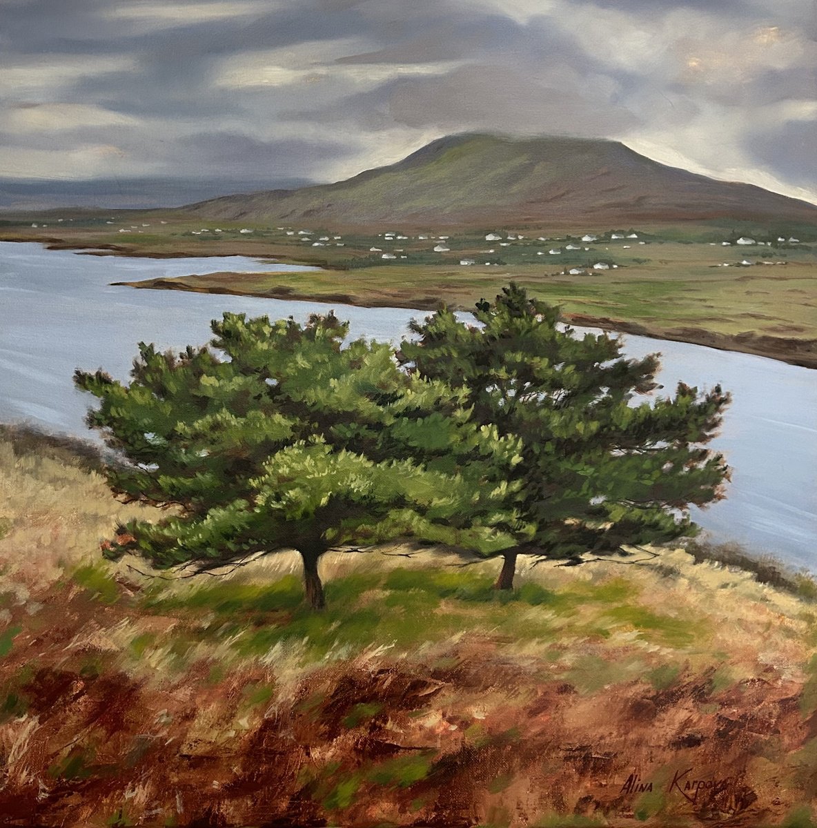 Impressionistic Landscape Oil Painting By Alina Karpova, 16 X 16, Achill Island, Co. Mayo, Original Artwork