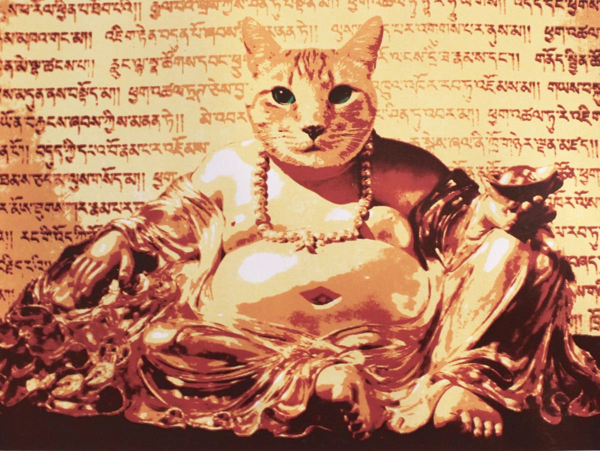 Golden Buddha Cat by Karen Fiorito