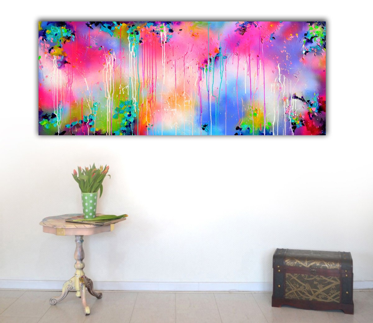 Organic Abstract Acrylic Painting By Soos Roxana Gabriela, 59 X 24", Fresh Moods 75, Original Artwork