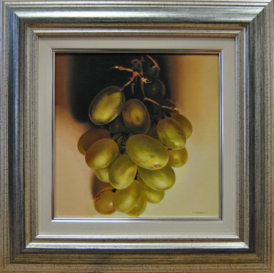 Still life with grapes , Original oil on canvas painting