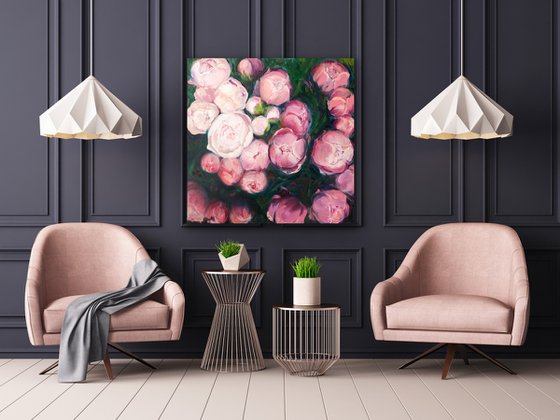 PEONIES | oil painting floral plants many flowers expensive