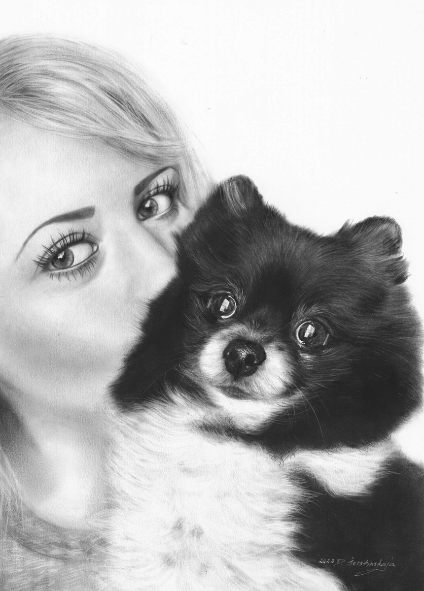 Photorealistic Portrait Oil Painting By Danguole Serstinskaja, 12 X 17, Best Friends, Original Artwork