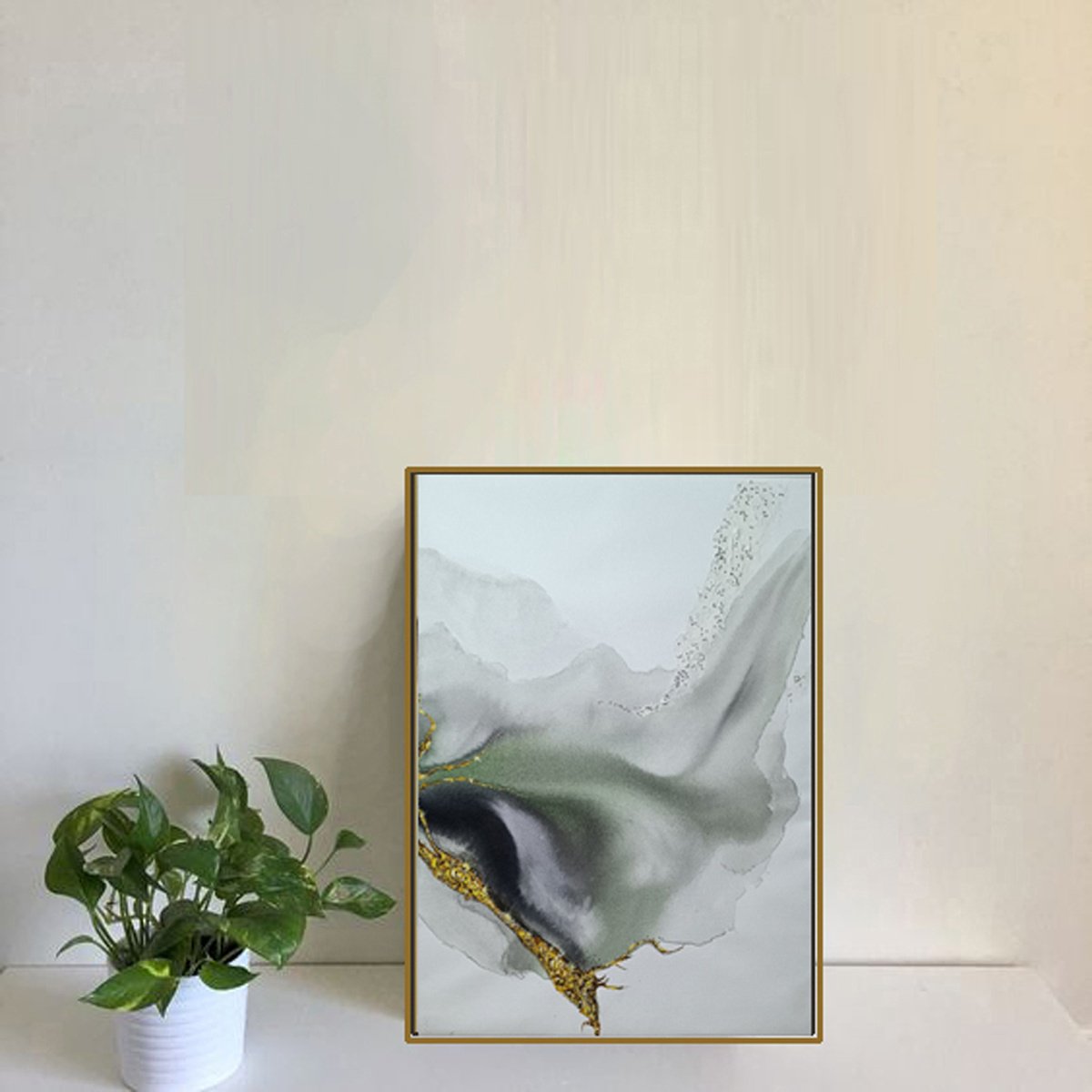 Geometric Abstract Acrylic Painting By Vishalandra Dakur, 24 X 31", Radiant Ocean 2, Original Artwork