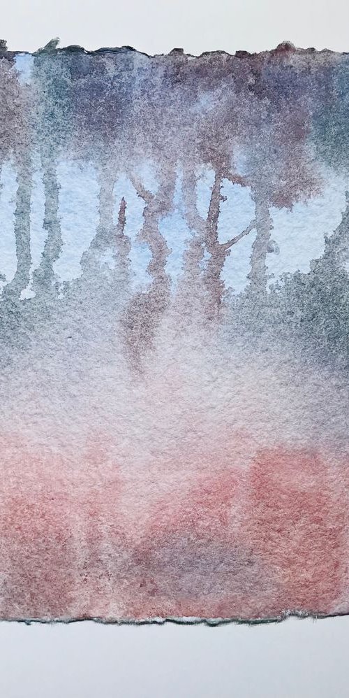 Watercolor landscape painting Trees 260820192 by Natalya Burgos