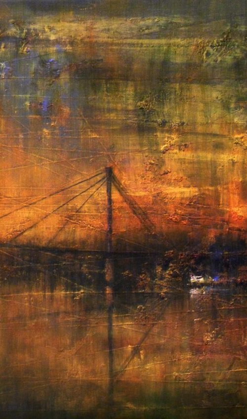 Impression pedestrian bridge on the river by Ivan  Grozdanovski