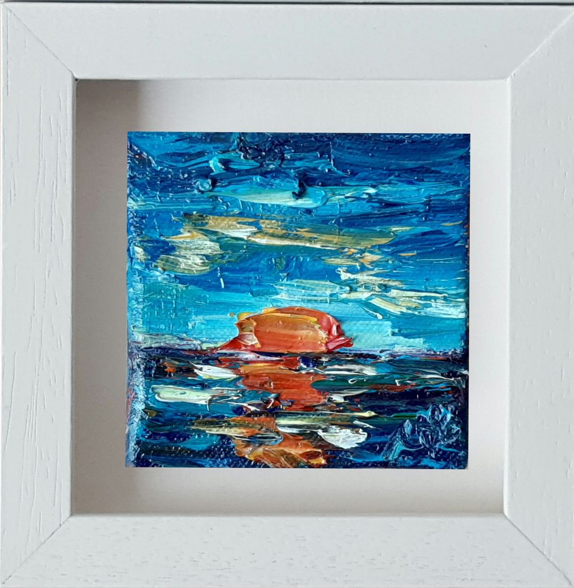 Red Moon Rises Again - a Mini semi abstract painting by Niki Purcell - Irish Landscape Painting