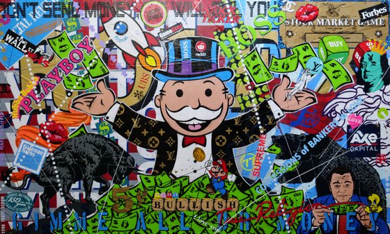 Monopoly Stock Picker 250cm x 150cm Monopoly Man Textured Urban Pop Art