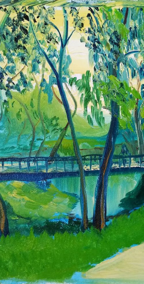 Sunny day in the park. Pleinair painting by Dmitry Fedorov