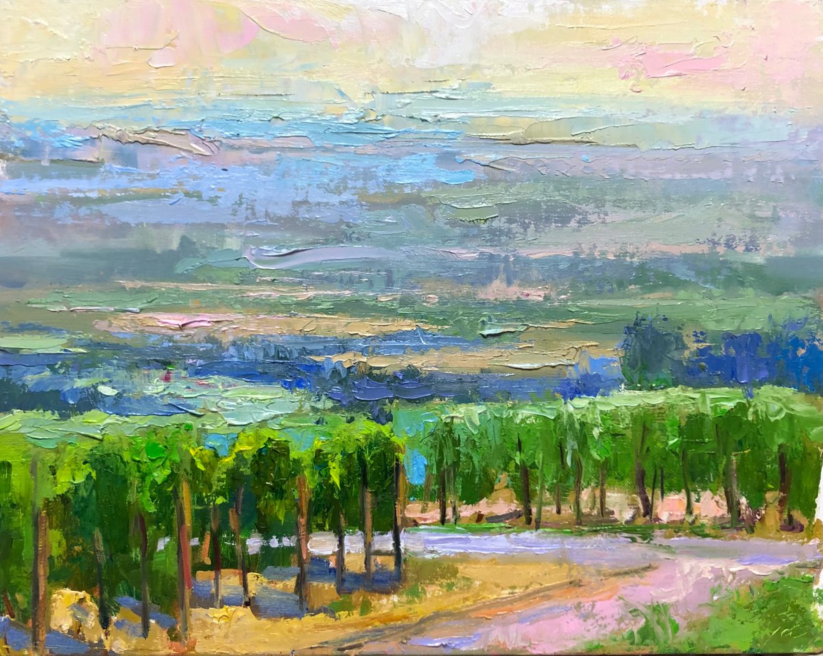 Oregon Winery painting original oil painting landscape impressionist art 12x16 by Emiliya Lane